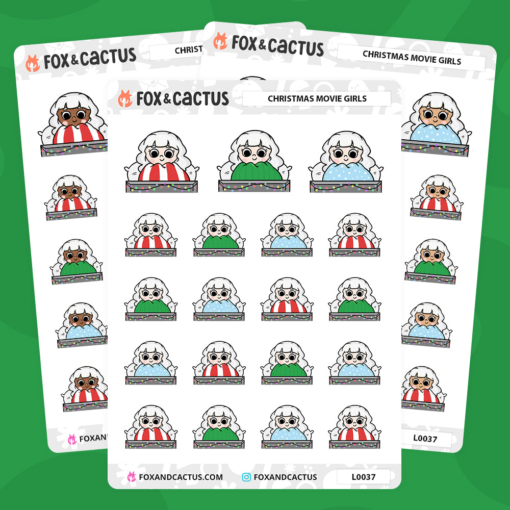 Christmas (Traditional) Movie Kawaii Girl Stickers by Fox and Cactus