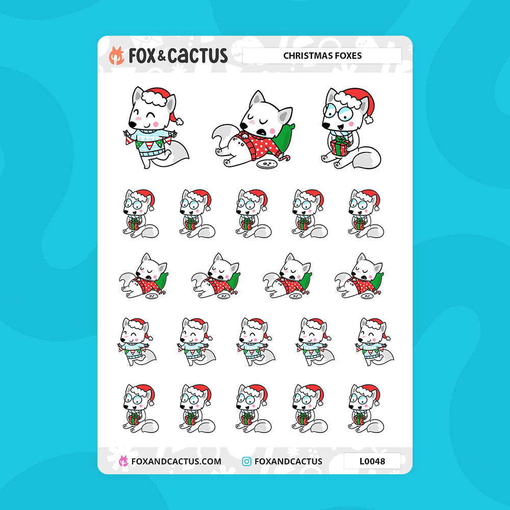 Christmas Fox Stickers by Fox and Cactus