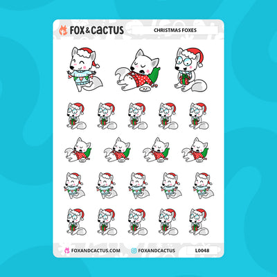 Christmas Fox Stickers by Fox and Cactus