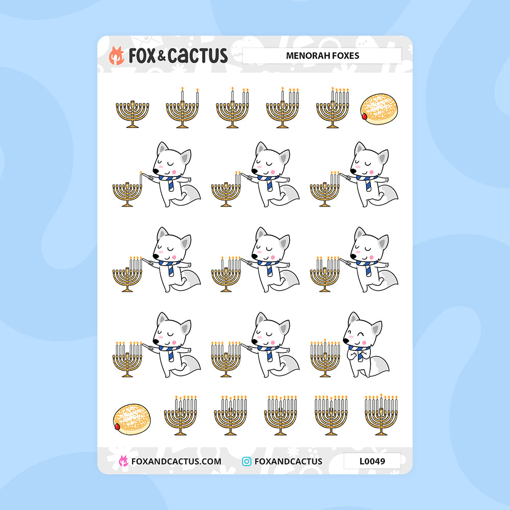 Menorah Fox Stickers by Fox and Cactus