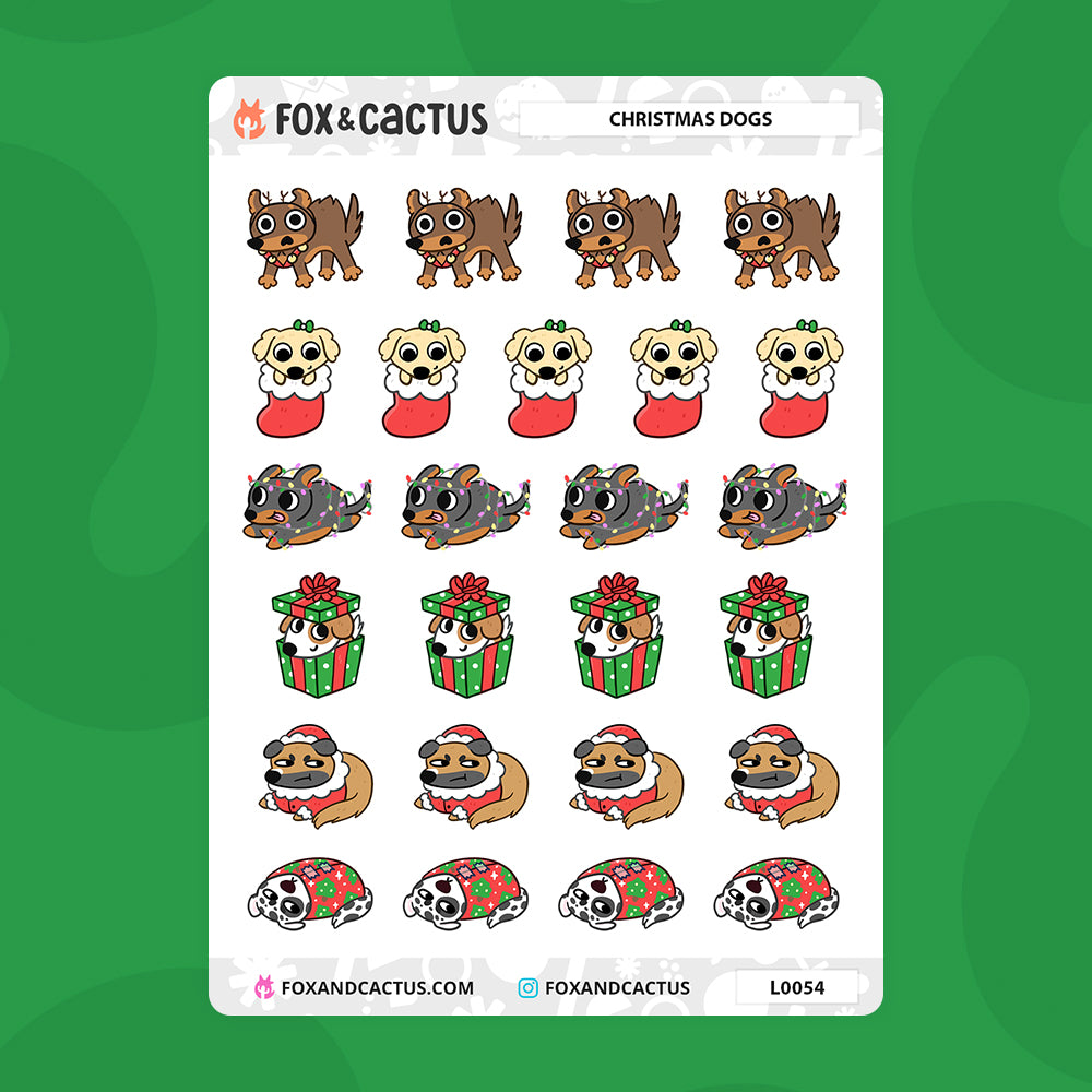 Christmas Dog Stickers by Fox and Cactus
