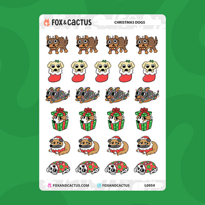 Christmas Dog Stickers by Fox and Cactus