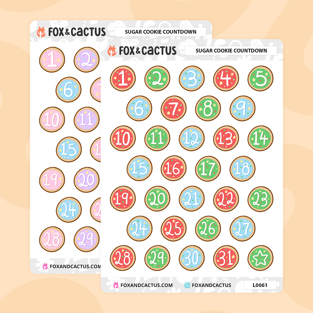Sugar Cookie Countdown Stickers by Fox and Cactus