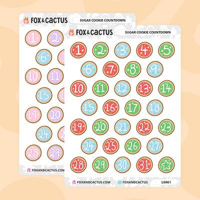 Sugar Cookie Countdown Stickers by Fox and Cactus