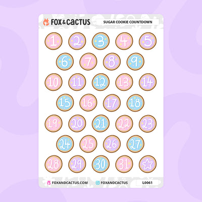 Sugar Cookie Countdown Stickers by Fox and Cactus