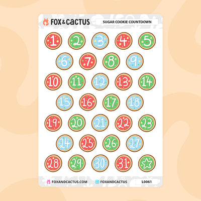 Sugar Cookie Countdown Stickers by Fox and Cactus