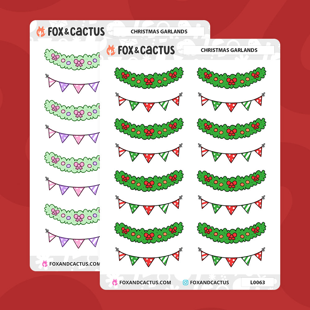 Christmas Garland Stickers by Fox and Cactus