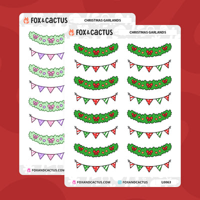 Christmas Garland Stickers by Fox and Cactus