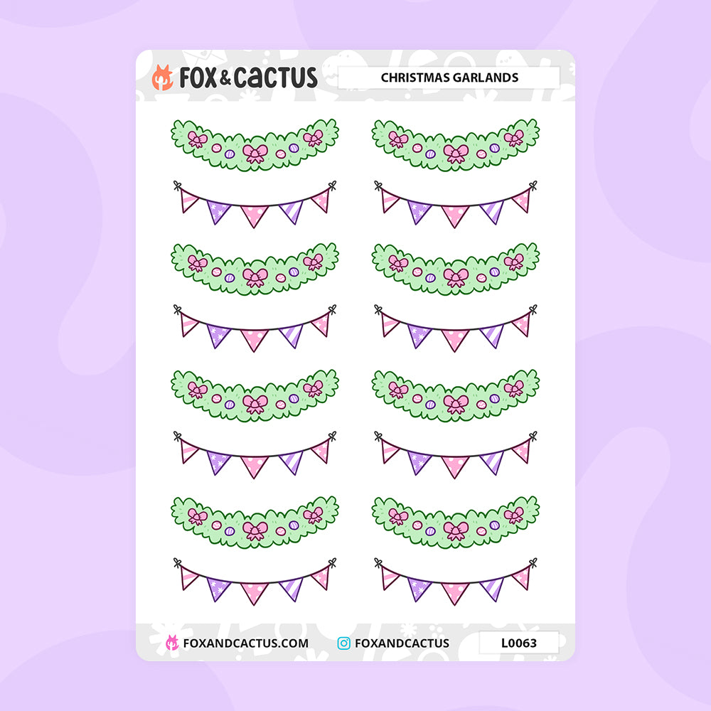 Christmas Garland Stickers by Fox and Cactus