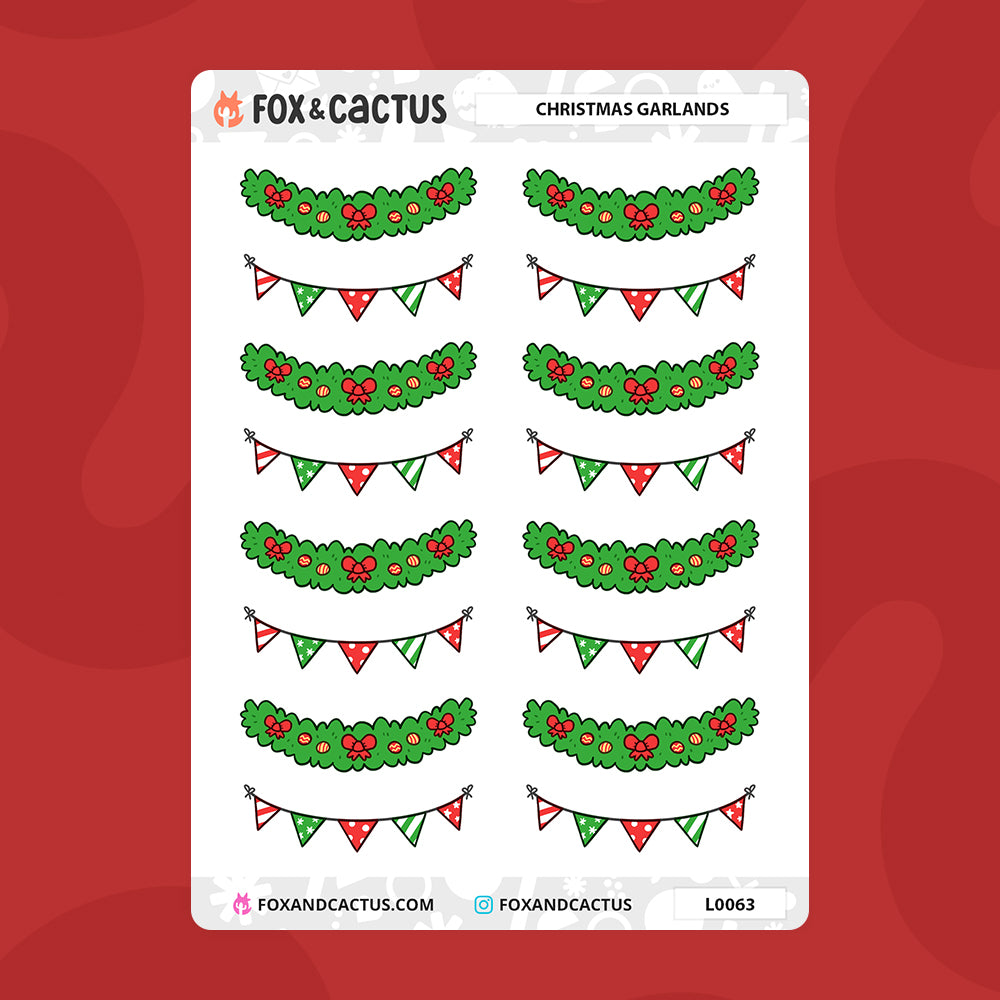 Christmas Garland Stickers by Fox and Cactus