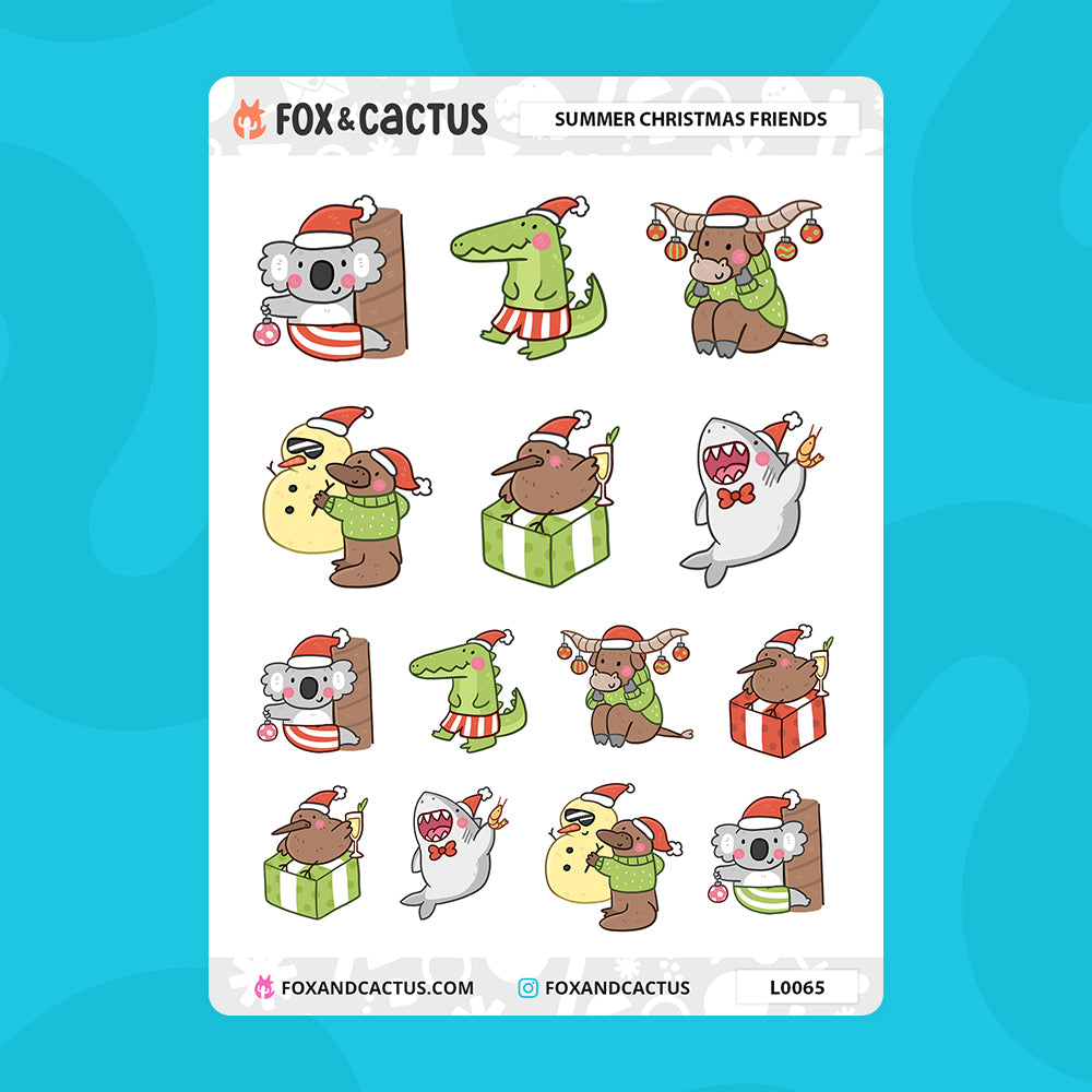 Summer Christmas Friends Stickers by Fox and Cactus