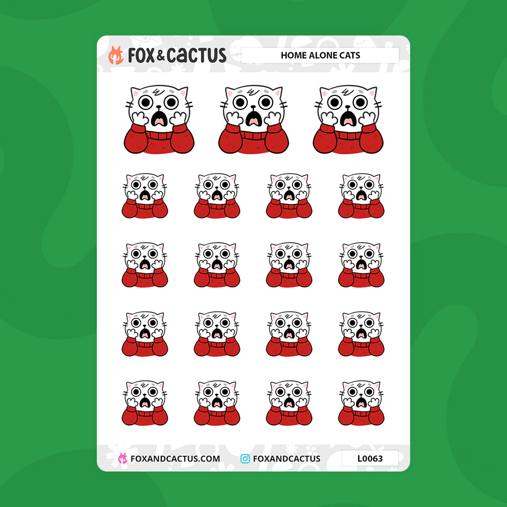 Home Alone Cat Stickers by Fox and Cactus