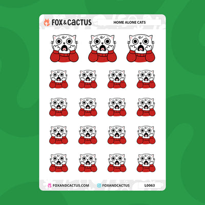 Home Alone Cat Stickers by Fox and Cactus