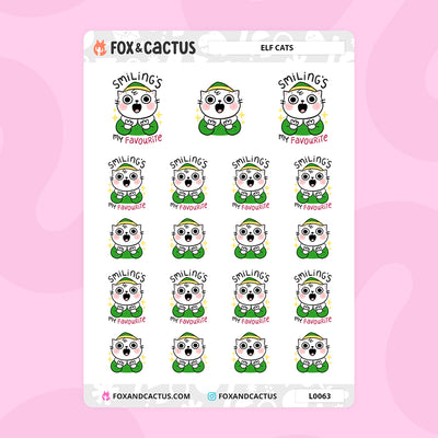 Smiling's My Favourite Cat Stickers by Fox and Cactus