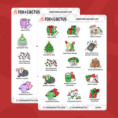 Christmas Bucket List Stickers by Fox and Cactus