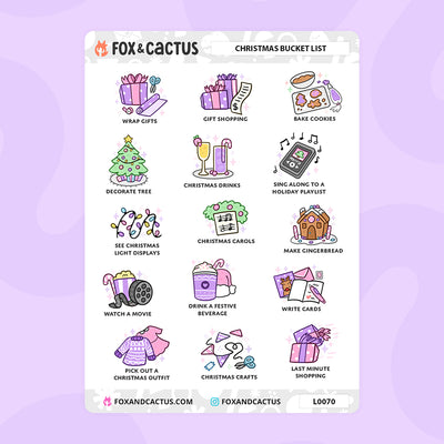 Christmas Bucket List Stickers by Fox and Cactus