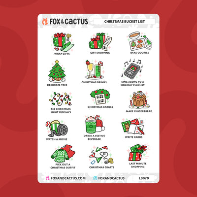 Christmas Bucket List Stickers by Fox and Cactus