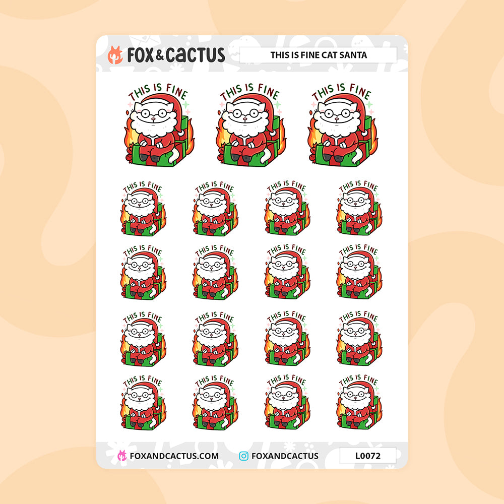 This is Fine Cat Santa Stickers by Fox and Cactus