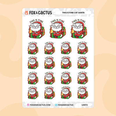 This is Fine Cat Santa Stickers by Fox and Cactus