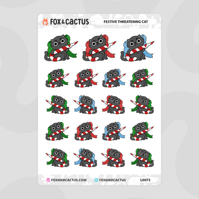 Festive Threatening Cat Stickers by Fox and Cactus