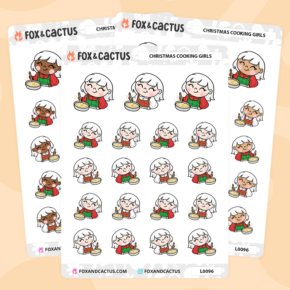 Christmas Cooking Kawaii Girl Stickers