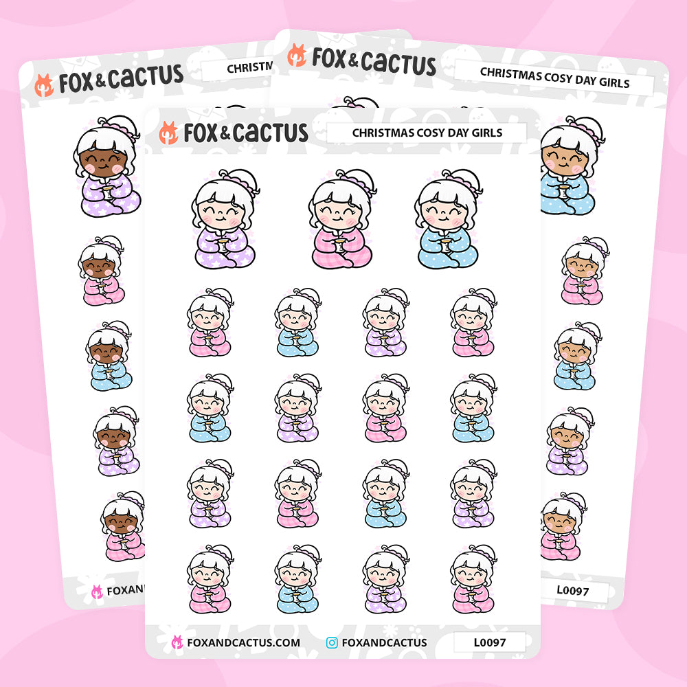 Christmas (Pastel) Cosy Kawaii Girl Stickers