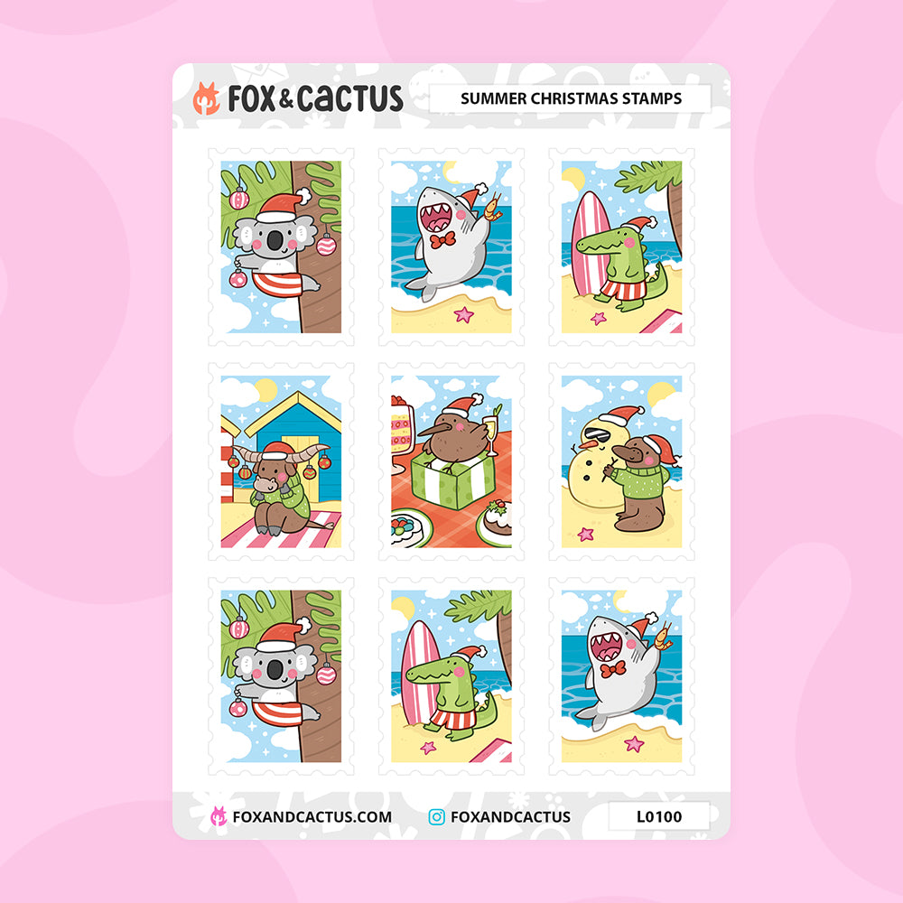 Summer Christmas Stamp Stickers