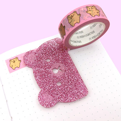 Acrylic Bear (Glitter Pink) Washi Cutter