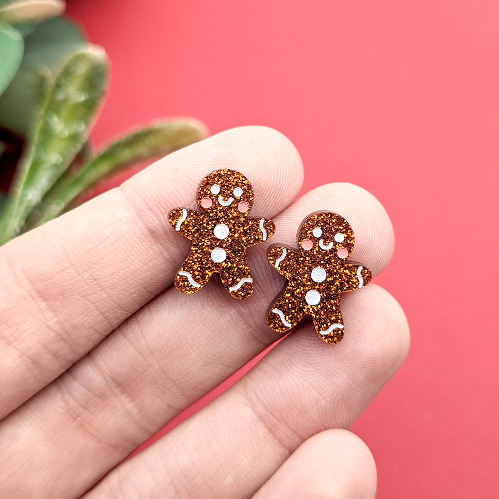 Gingerbread (Glitter) Stud Earrings by Fox and Cactus