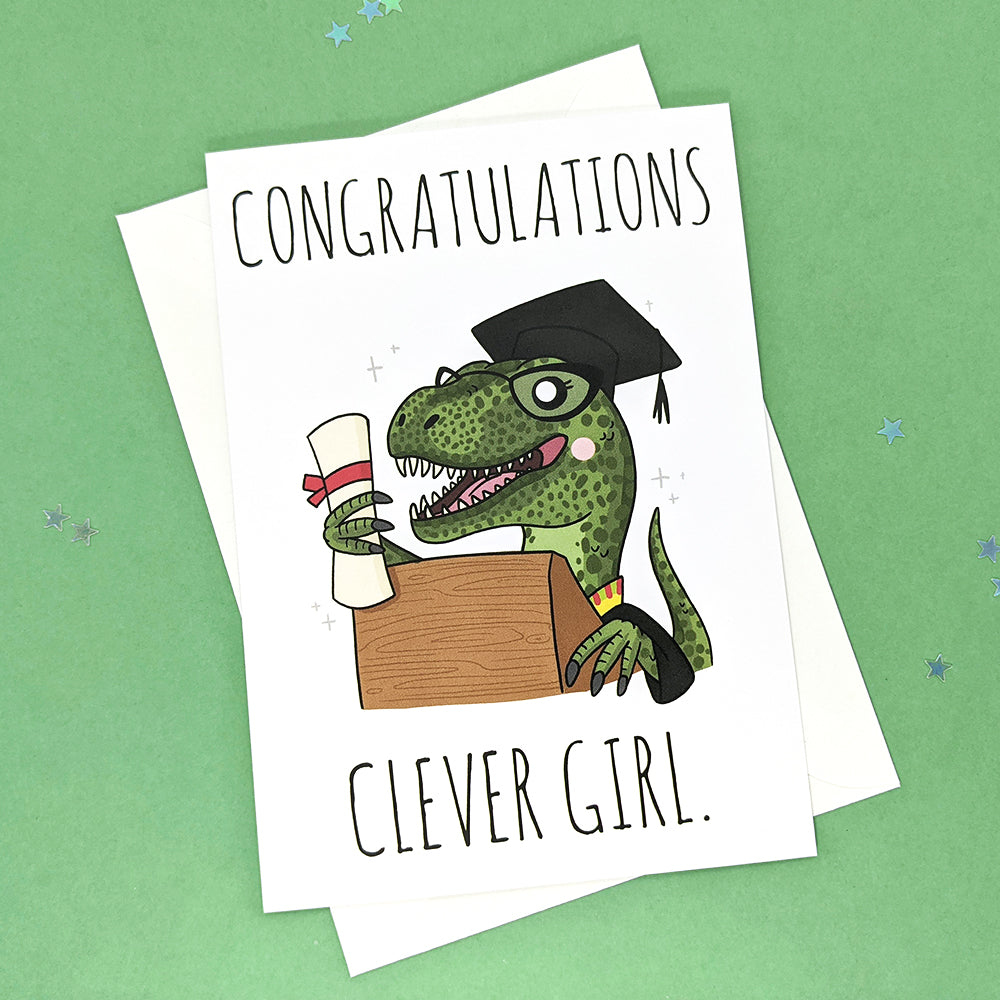 Clever Girl Graduation Greeting Card by Fox and Cactus