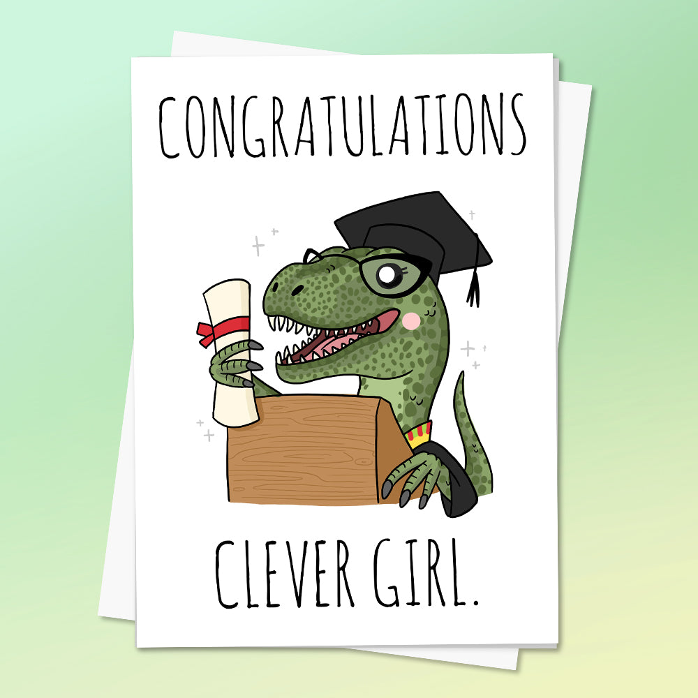 Clever Girl Graduation Greeting Card by Fox and Cactus