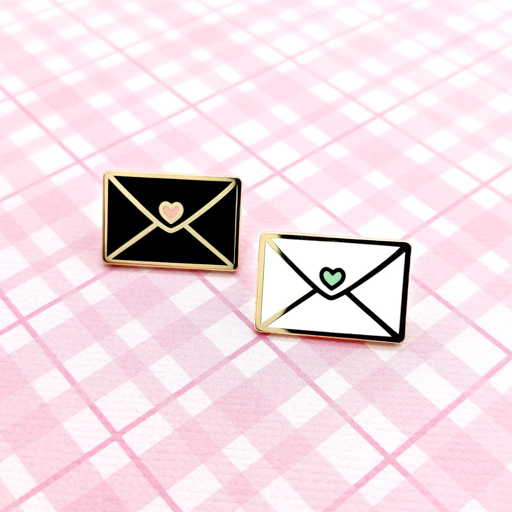 Happy Mail (Black/White) Enamel Pin by Fox and Cactus