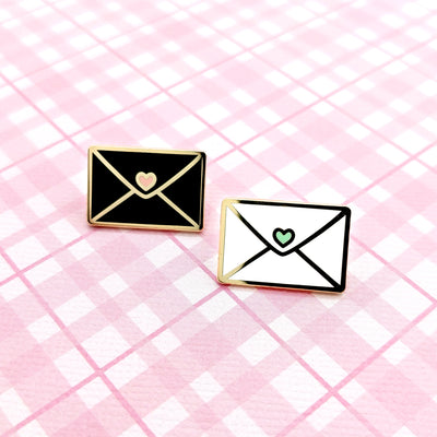 Happy Mail (Black/White) Enamel Pin by Fox and Cactus