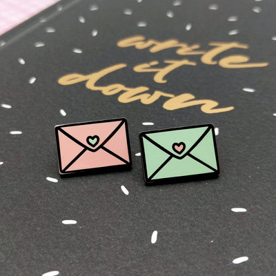 Happy Mail (Pink/Teal) Enamel Pin by Fox and Cactus