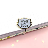 Indoor Cat Club (White) Enamel Pin by Fox and Cactus