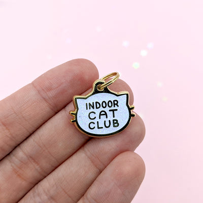 Indoor Cat Club (White) Collar Tag by Fox and Cactus