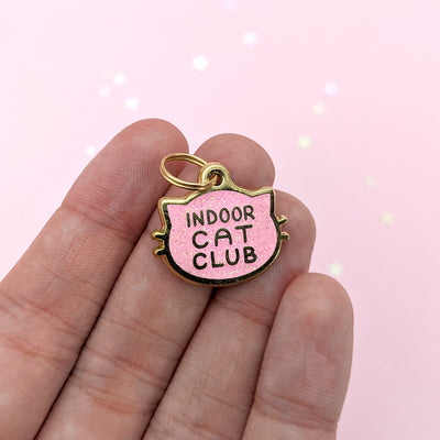 Indoor Cat Club (Pink) Collar Tag by Fox and Cactus