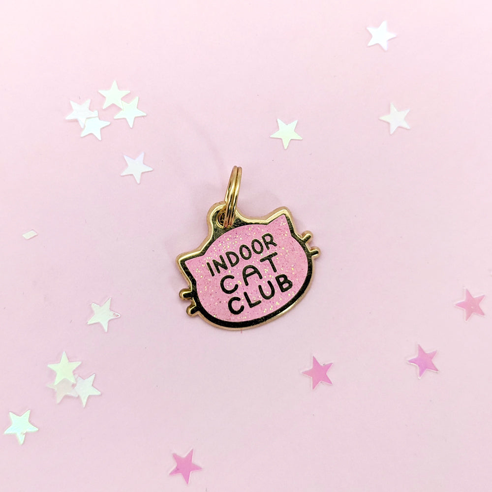Indoor Cat Club (Pink) Collar Tag by Fox and Cactus