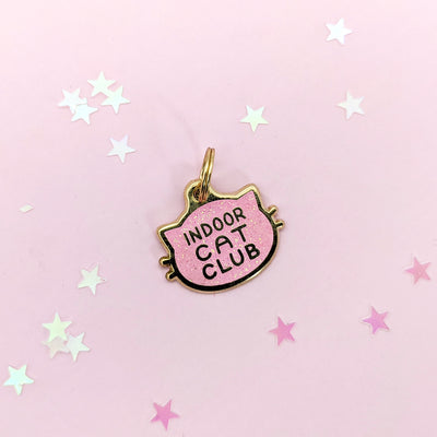 Indoor Cat Club (Pink) Collar Tag by Fox and Cactus