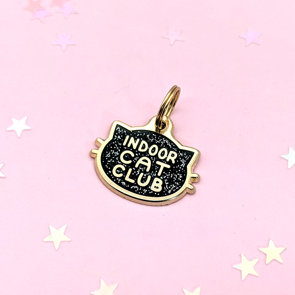 Indoor Cat Club (Black) Collar Tag by Fox and Cactus