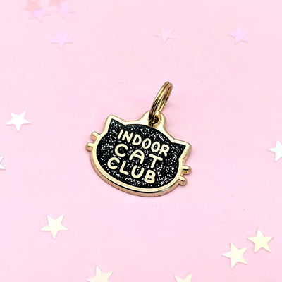 Indoor Cat Club (Black) Collar Tag by Fox and Cactus