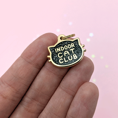 Indoor Cat Club (Black) Collar Tag by Fox and Cactus