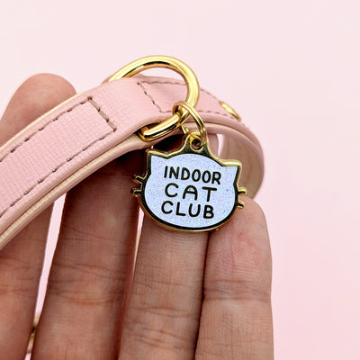Indoor Cat Club (White) Collar Tag by Fox and Cactus