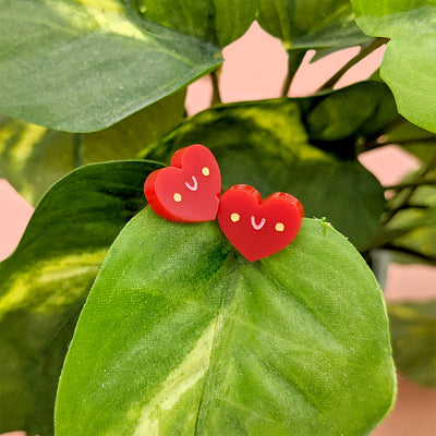 Itty Bitty Heart (Kawaii Red) Stud Earrings by Fox and Cactus