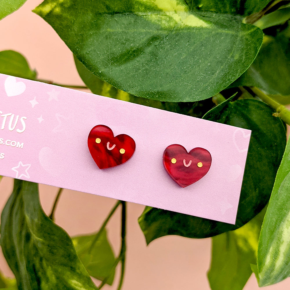 Itty Bitty Heart (Kawaii Red) Stud Earrings by Fox and Cactus