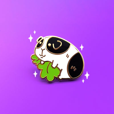Itty Bitty Piggy (Black/White) Enamel Pin by Fox and Cactus