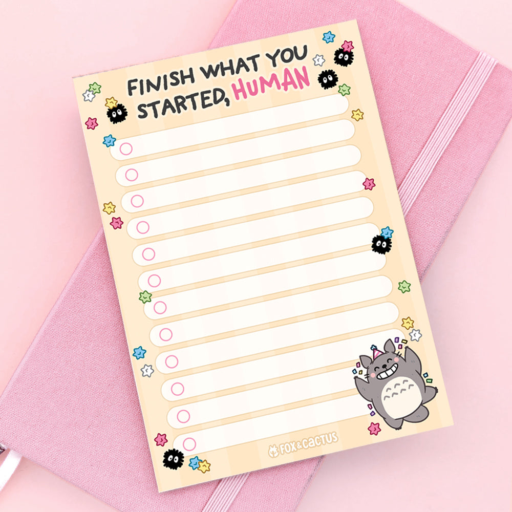 Finish What You Started A6 (4x6) Notepad by Fox and Cactus