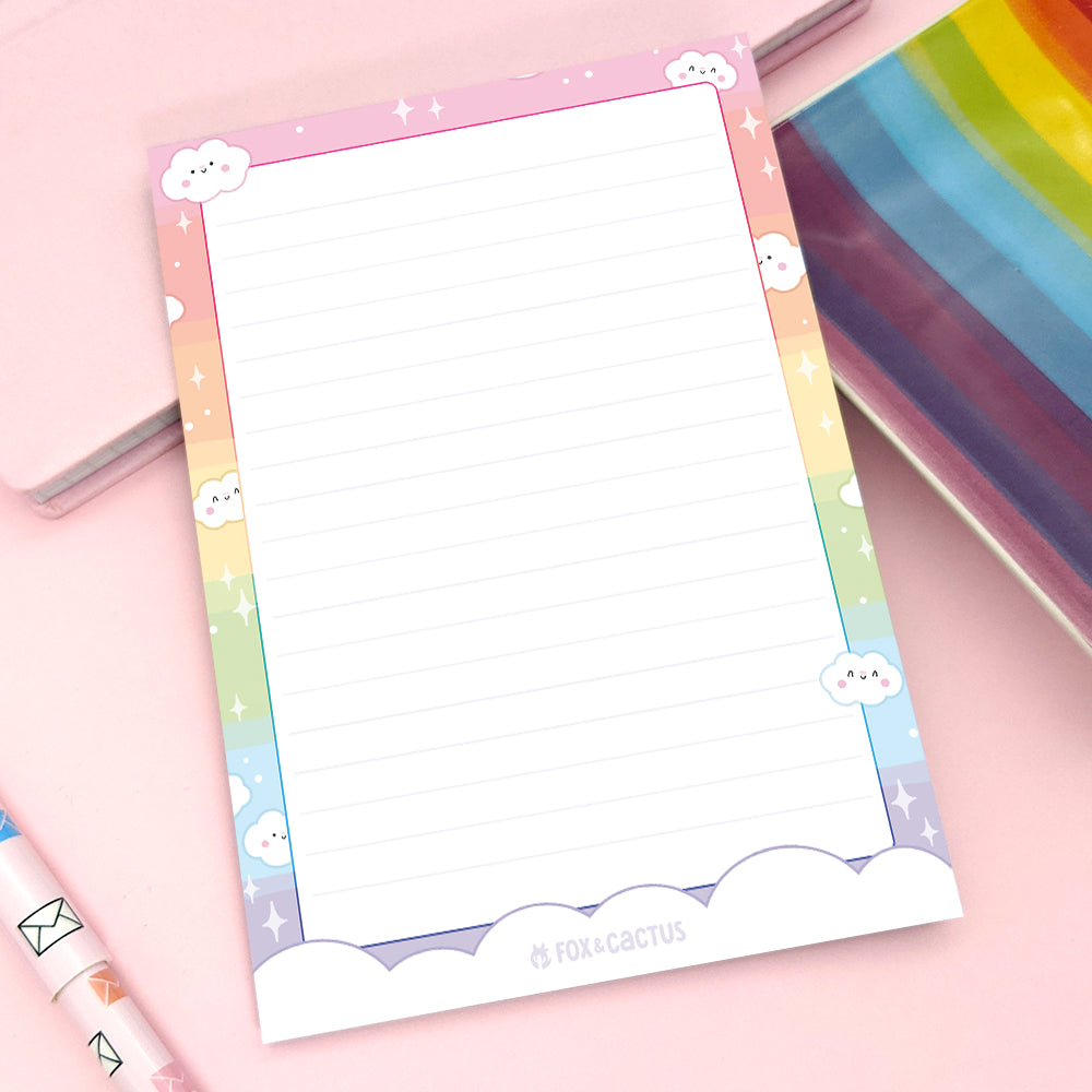 Rainbow Dreams Lined A6 (4x6) Notepad by Fox and Cactus