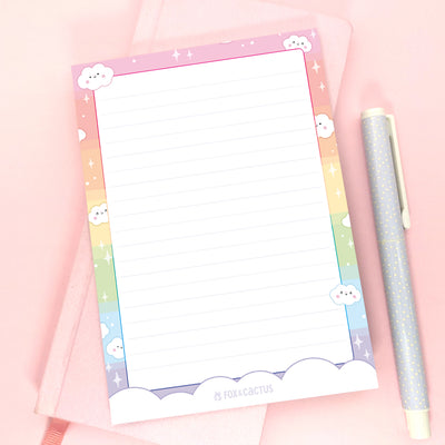 Rainbow Dreams Lined A6 (4x6) Notepad by Fox and Cactus