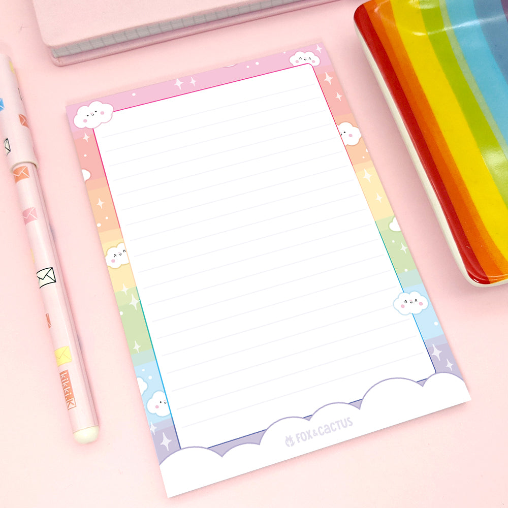 Rainbow Dreams Lined A6 (4x6) Notepad by Fox and Cactus